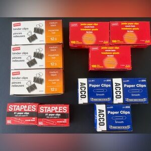 Staples & ACCO Paper Clips and Binder Clips - New